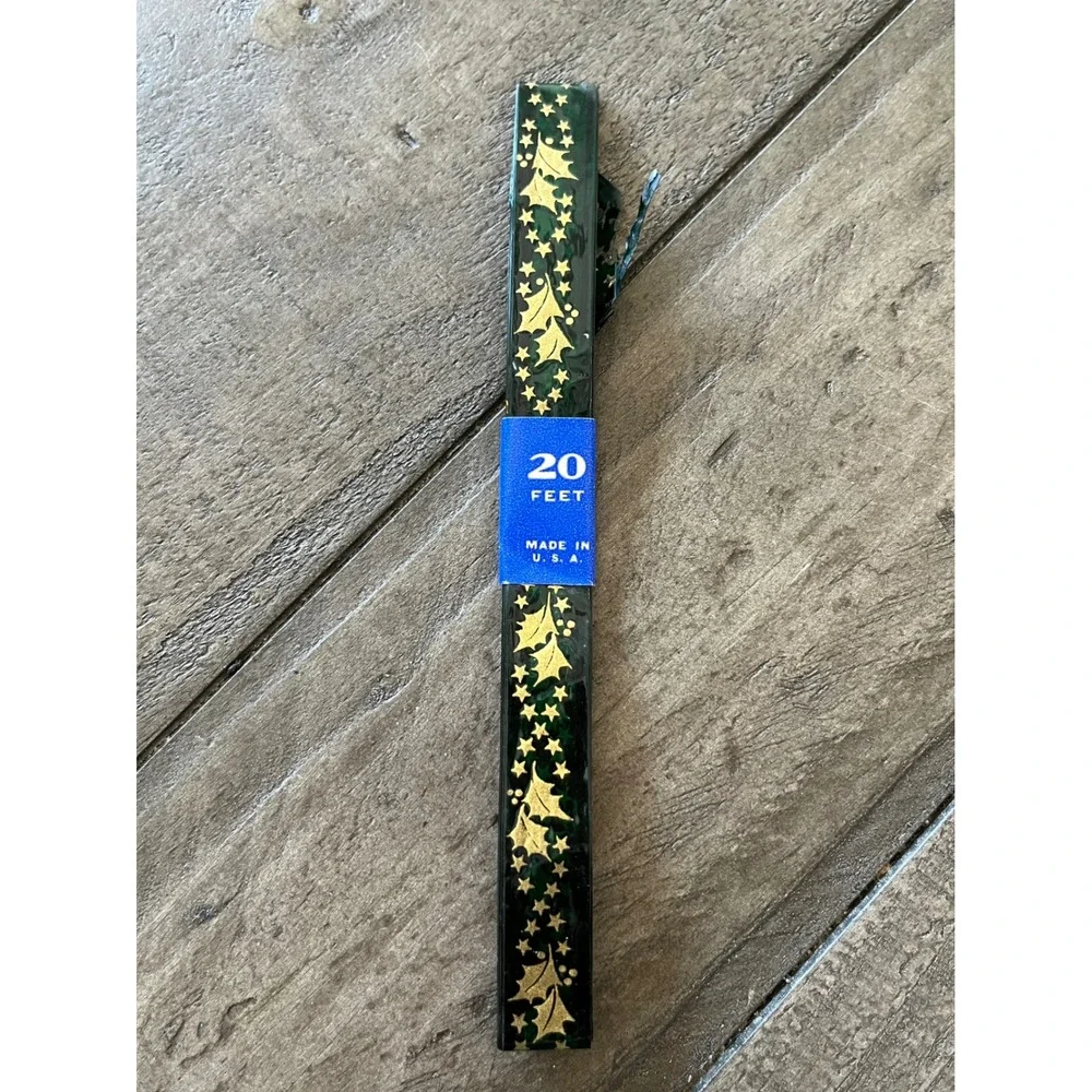Vintage National Tinsel Christmas Ribbon Lot 4 Rolls Foil Woven Gold Blue Green